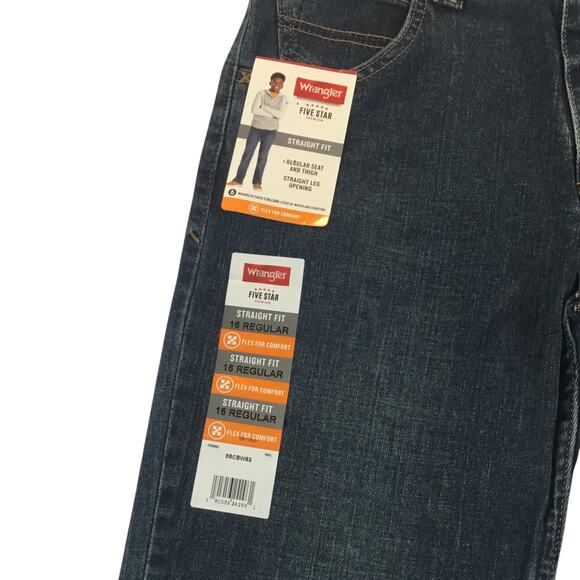 Wrangler Boys Regular Straight Fit Flex Jeans Size 16 NWT - Picture 6 of 7